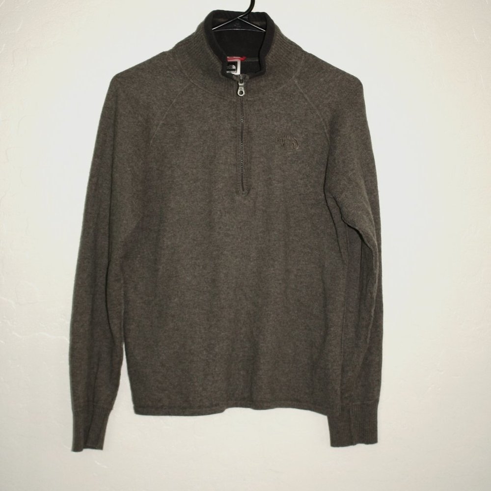 The North Face Fleece Sweater Adult Small Gray Wool Cotton Quarter Zip Pullover